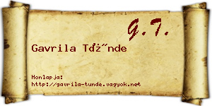 Gavrila Tünde névjegykártya